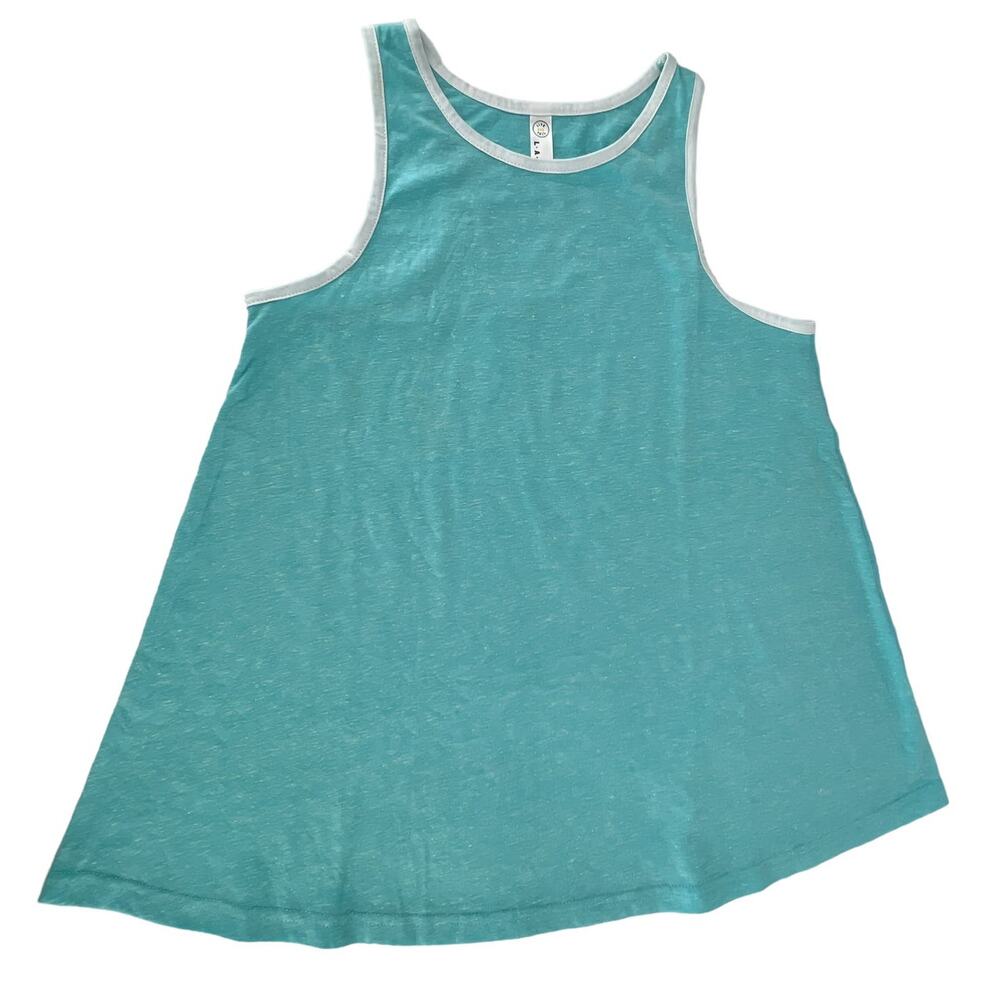 LAT Racerback Tank Top Ladies Small Caribbean Melange White Trim